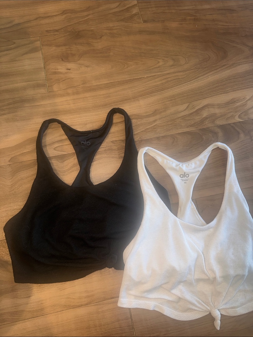 ALO Yoga Ribbed Racerback Sports Bras - Black & White